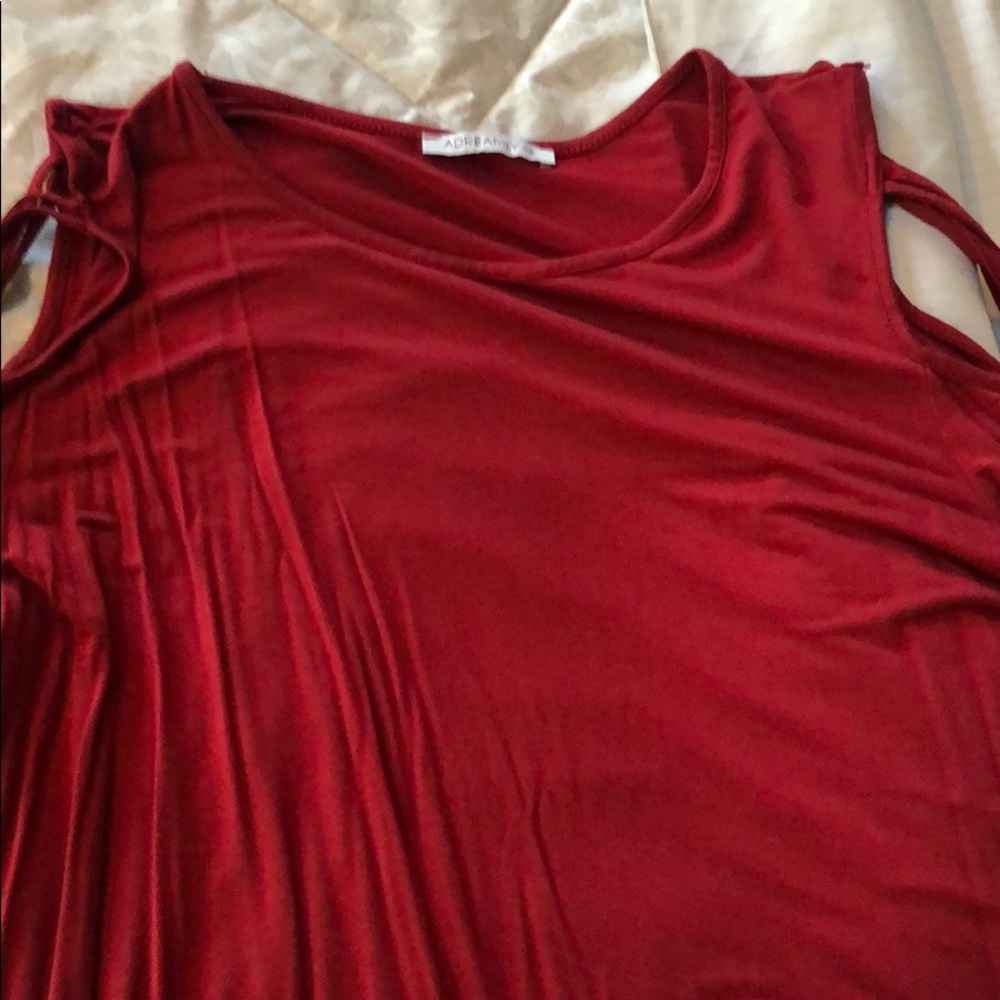 Red Long sleeve open shoulder top